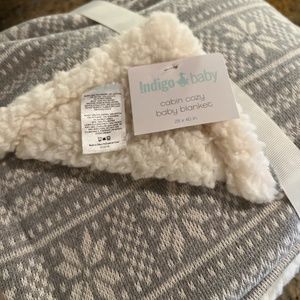 Indigo baby. NWT. "Cabin Cozy" grey & ivory baby blanket.